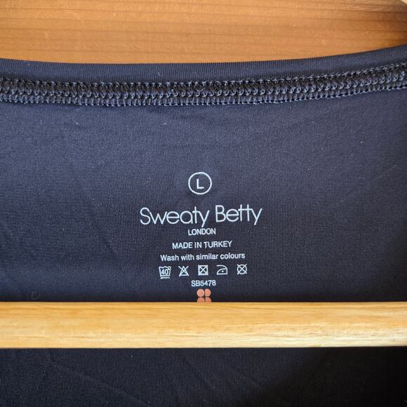 Sweaty Betty Ace Dress Racerback Tank Midi Black High Low Flowy Mesh Large Goth - Picture 3 of 5